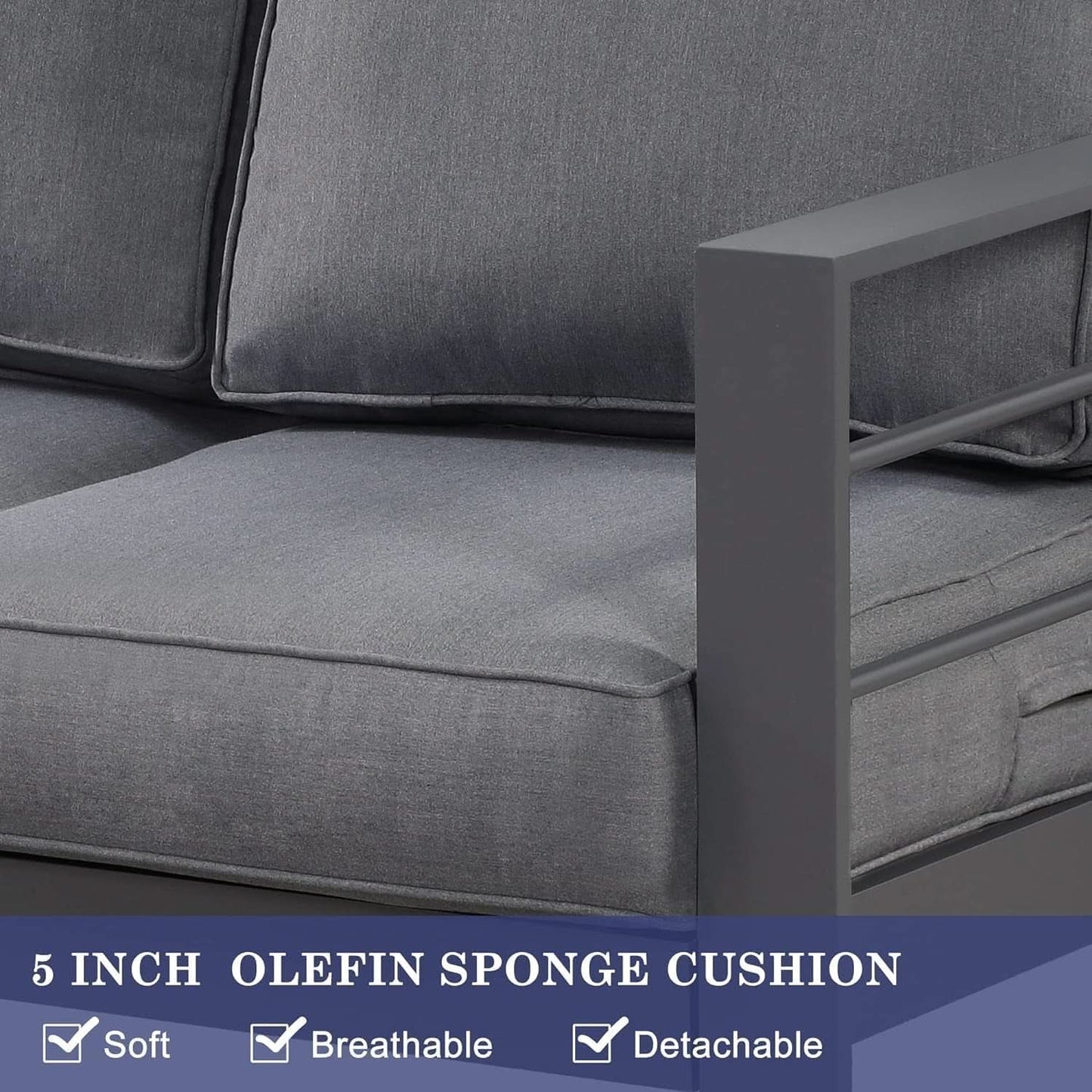 Modern Aluminum Outdoor Patio Furniture Set with Cushions-4