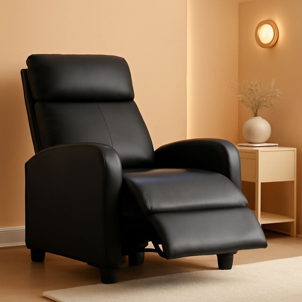 Modern Black PU Leather Recliner Chair for Living Room