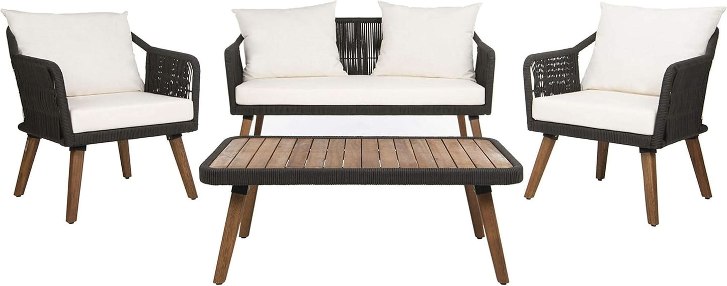 Outdoor Patio 4 Piece Eucalyptus Rope Furniture Set-3