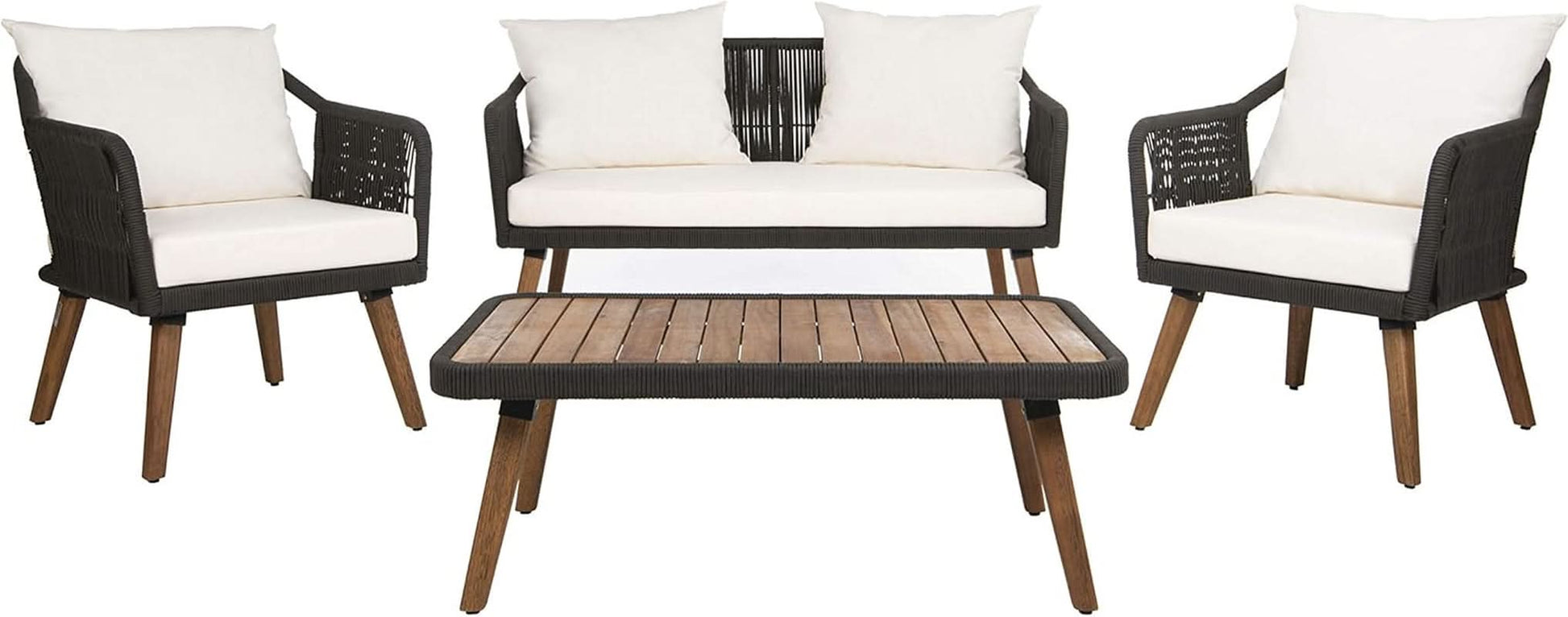 Outdoor Patio 4 Piece Eucalyptus Rope Furniture Set-3