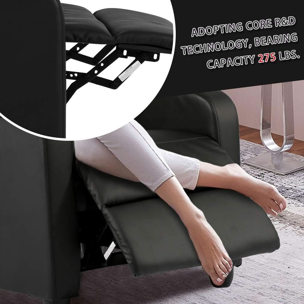 Modern Black PU Leather Recliner Chair for Living Room