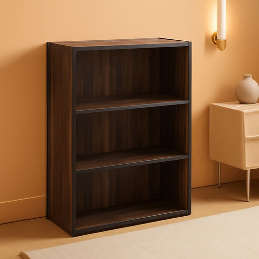 3-Tier Open Shelf Bookcase Columbia Walnut Finish