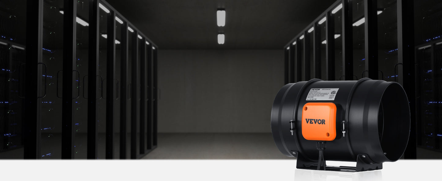 Inline Duct Fan Quiet EC-motor Ventilation Exhaust with Temperature Humidity Controller