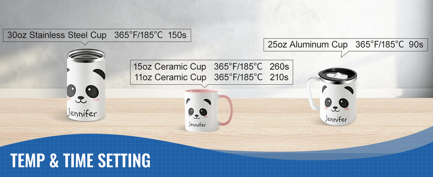 Cup Tumbler Heat Press Touchscreen DIY Ceramic Mug Heat