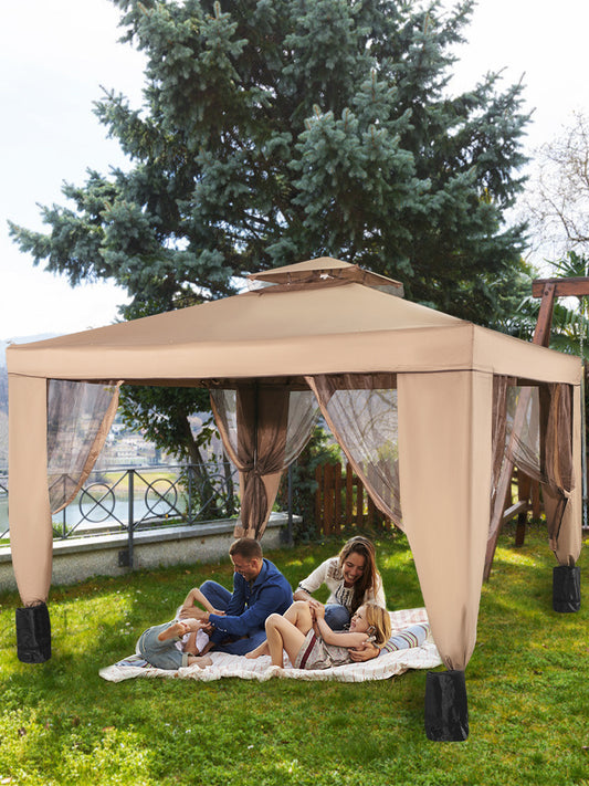 Outdoor Gazebo Canopy Tent W/ Netting Sandbag Patio Garden Shade Awning
