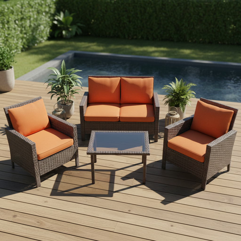 Rattan Patio Set Overhead View