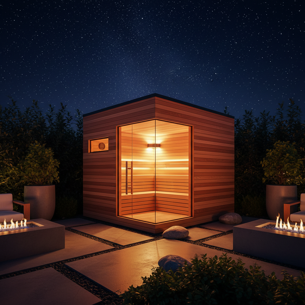 Red Cedar Sauna Night Shot