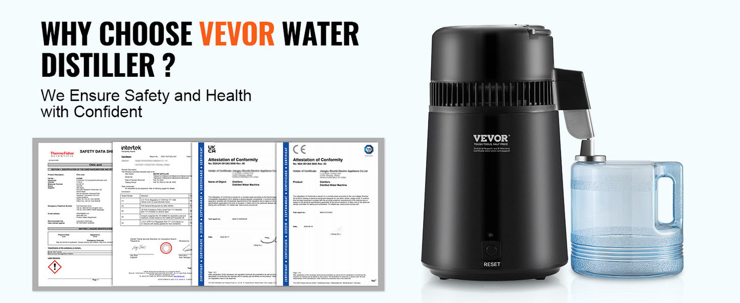 Water Distiller 4L 1.05 Gallon Pure Water Purifier